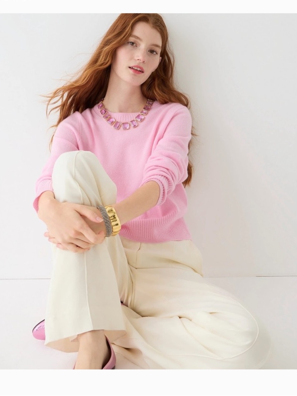 J.Crew Cashmere Cropped Sweater Pink XXS Style BG654 Soft Knit Pullover